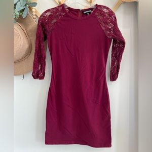 Express Fitted Dress With Mesh Sleeves